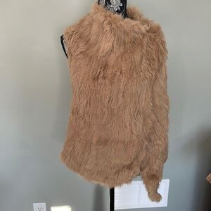 Tan Cashmere with Real Fur Vest